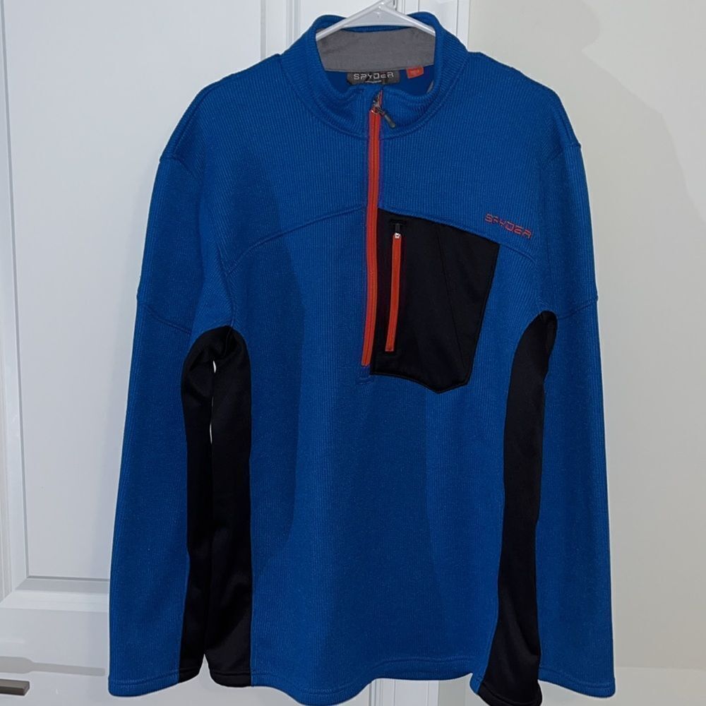 Spyder Ski Blue & Black Core 1/2 zipper sweatshirt mens trail hiking jacket XL